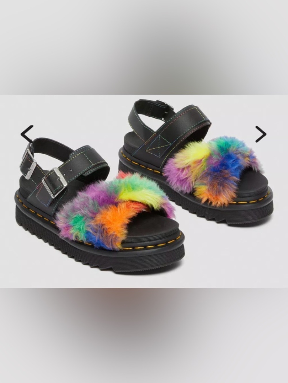 Dr. Martens  Voss II Fluffy Faux Fur Strap Sandals Size 8